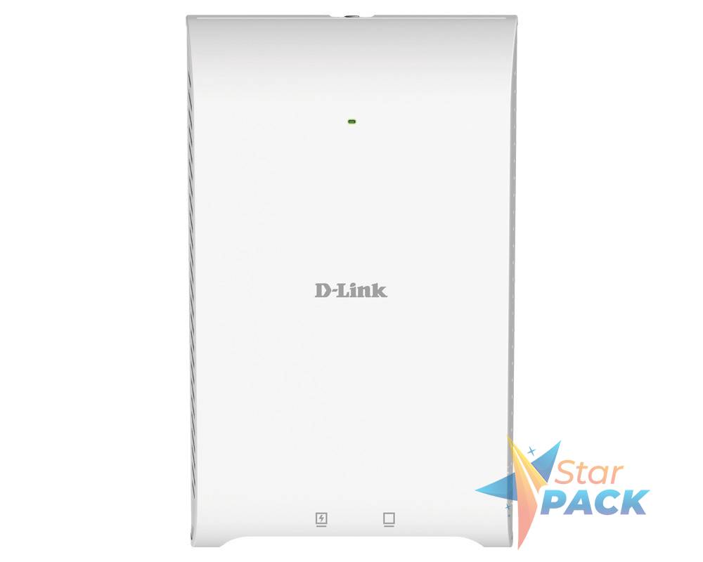 ACCESS POINT D-LINK wireless 1200Mbps, Gigabit, 2 antene interne, IEEE802.3at PoE, Dual Band AC1200, Wave 2 Wall-Plate