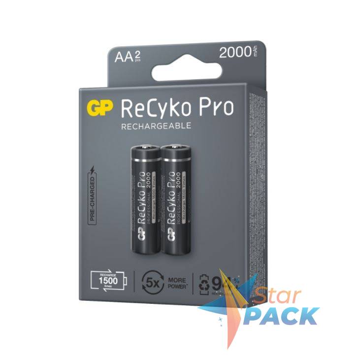 Acumulatori GP Batteries, ReCyko Pro 2100mAh AA 1.2V NiMH, paper box 2 buc. GP210AAHCB-2EB2
