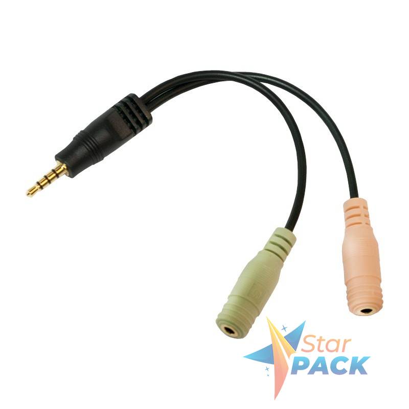 ADAPTOR audio LOGILINK 3.5 stereo 4p. male to 2 x 3.5stereo female