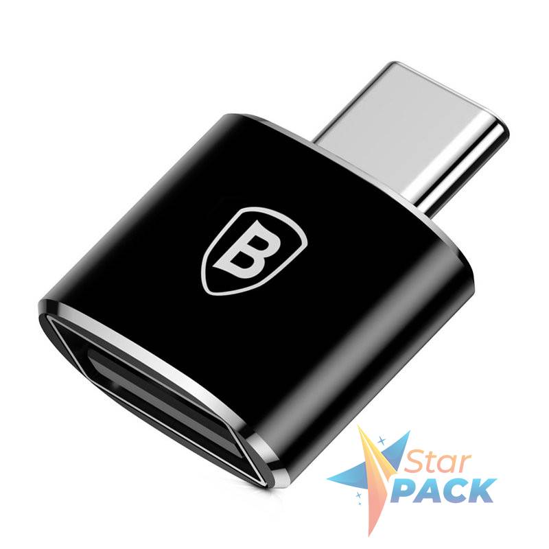 ADAPTOR Baseus Mini OTG, USB Type-C to USB 2.0, corp metalic, negru  - 6953156263512