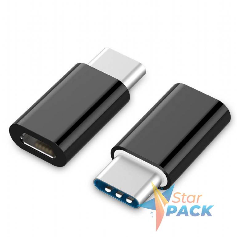ADAPTOR GEMBIRD, pt. smartphone, USB 2.0, USB Type-C la Micro-USB, negru