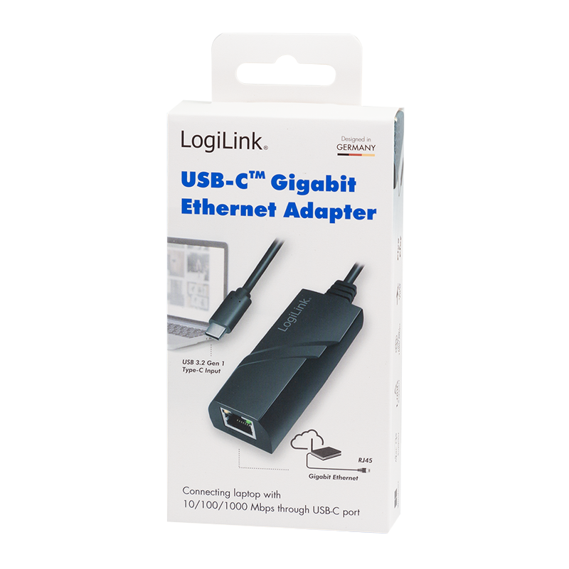 ADAPTOR RETEA LOGILINK , extern, USB 3.2 Gen1 USB-C, port RJ-45, 1000 Mbps