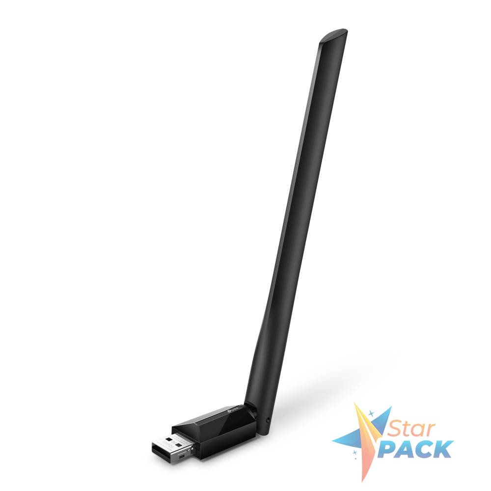 ADAPTOR RETEA TP-LINK AC600, extern wireless 2.4 GHz | 5 GHz, USB 2.0, port, 433 Mbps, antena externa x 1