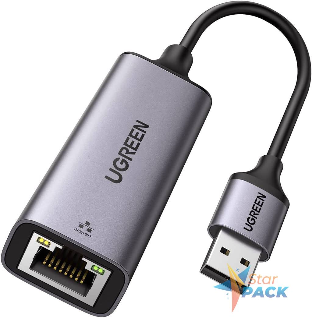 ADAPTOR RETEA Ugreen, CM209 extern, USB 3.0 la port Gigabit RJ-45, negru   - 6957303859221