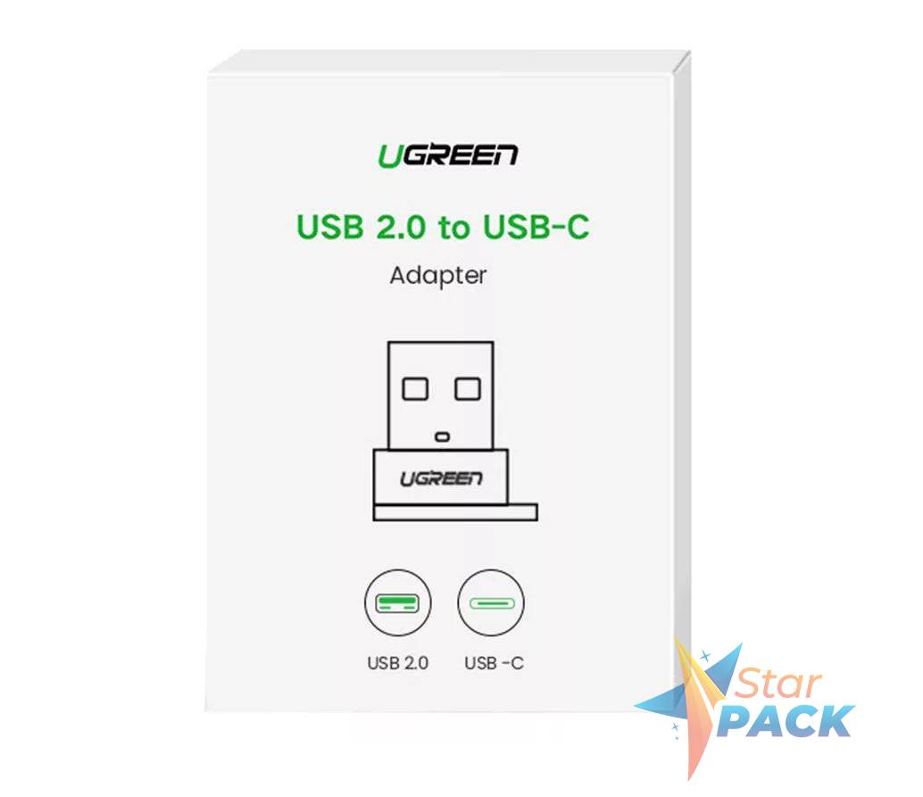 ADAPTOR Ugreen, US280, USB to USB Type-C, incarcare max 3A, negru   - 6957303855681