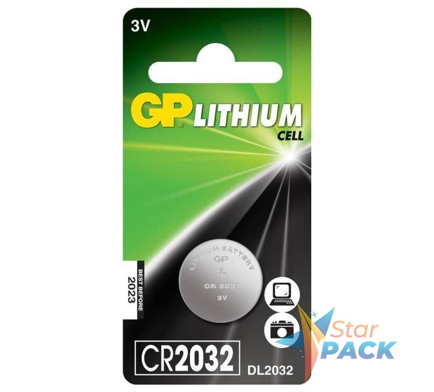 Baterie GP Batteries, butoni 3V lithium, blister 1 buc. GPCR2032-2CPU1