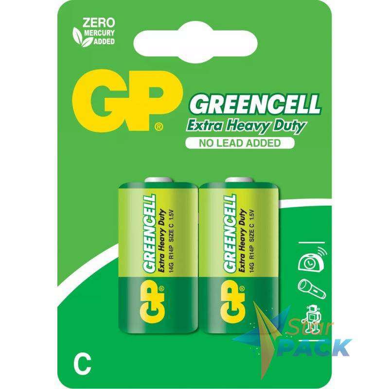 Baterie GP Batteries, Greencell C 1.5V carbon zinc, blister 2 buc. GP14G-2UE2
