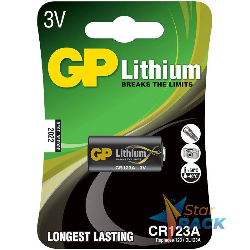 Baterie GP Batteries, Lithium CR123A 3V lithium, blister 1 buc. GPCR123AP-2UE1