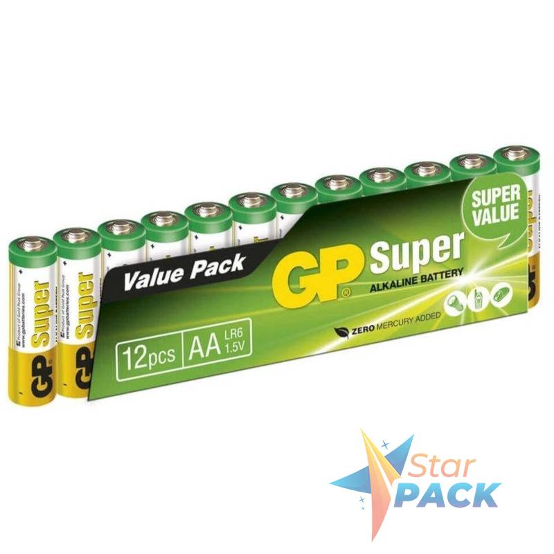 Baterie GP Batteries, Super Alcalina AA 1.5V alcalina, shrink 12 buc. GP15A-2VES12  - 18350