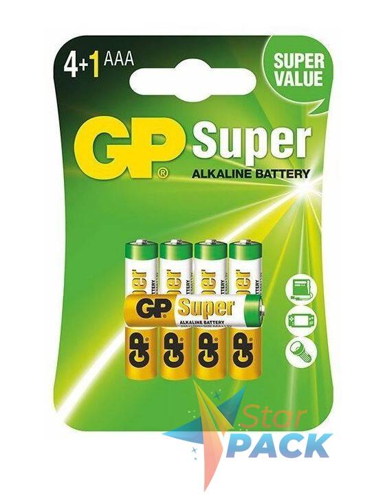 Baterie GP Batteries, Super Alcalina AAA 1.5V alcalina, blister 5 buc. GP24A4/1-2PL5  - 388764