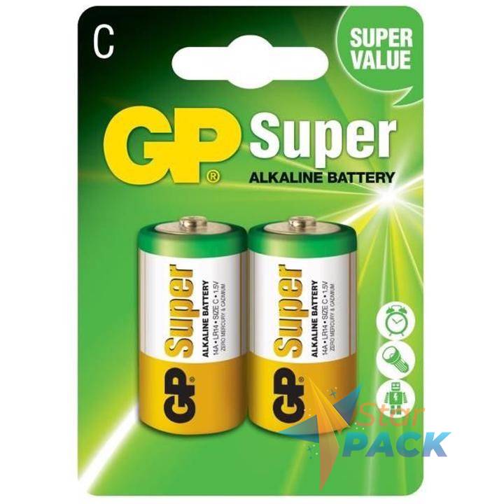 Baterie GP Batteries, Super Alcalina C 1.5V alcalina, blister 2 buc. GP14A-2UE2  - 16370
