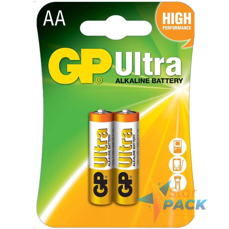 Baterie GP Batteries, Ultra Alcalina AA 1.5V alcalina, blister 2 buc. GP15AU-2UE2
