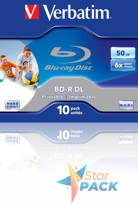 BD-R DL VERBATIM 50GB, viteza 6x, 10 buc, Jewel Case, printabil