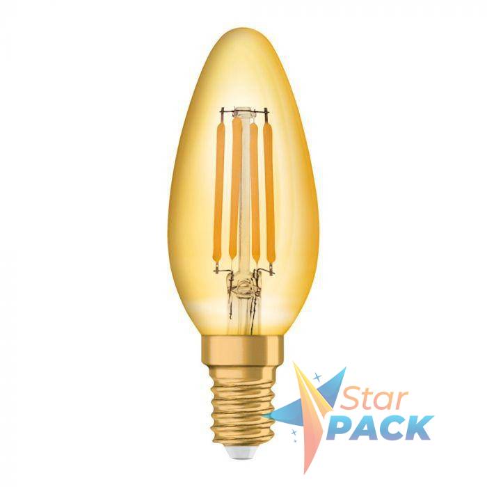 BEC LED Osram, soclu E14, putere 4 W, forma lumanare, lumina alb calda, alimentare 220 - 240 V