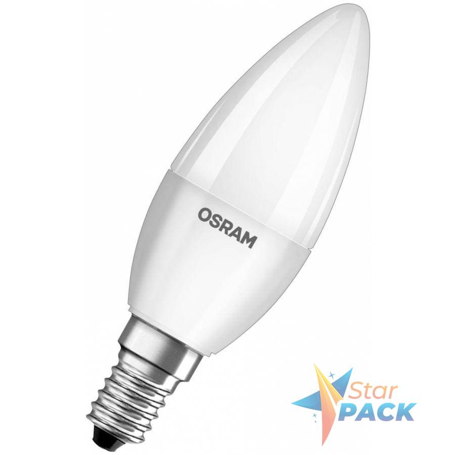 BEC LED Osram, soclu E14, putere 5.7W, forma lumanare, lumina alb calda, alimentare 220 - 240 V