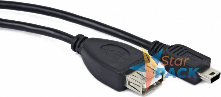 CABLU adaptor OTG GEMBIRD, pt. smartphone, Mini-USB 2.0 la USB 2.0, 15cm, asigura conectarea telef. la o tastatura, mouse, HUB, stick, etc., negru