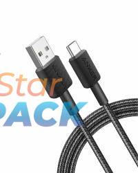 Cablu alimentare si date Anker, USB-A la USB Type-C, 1.8m rata transfer 480 Mbps, invelis nylon, braided, negru,  - 0194644108724