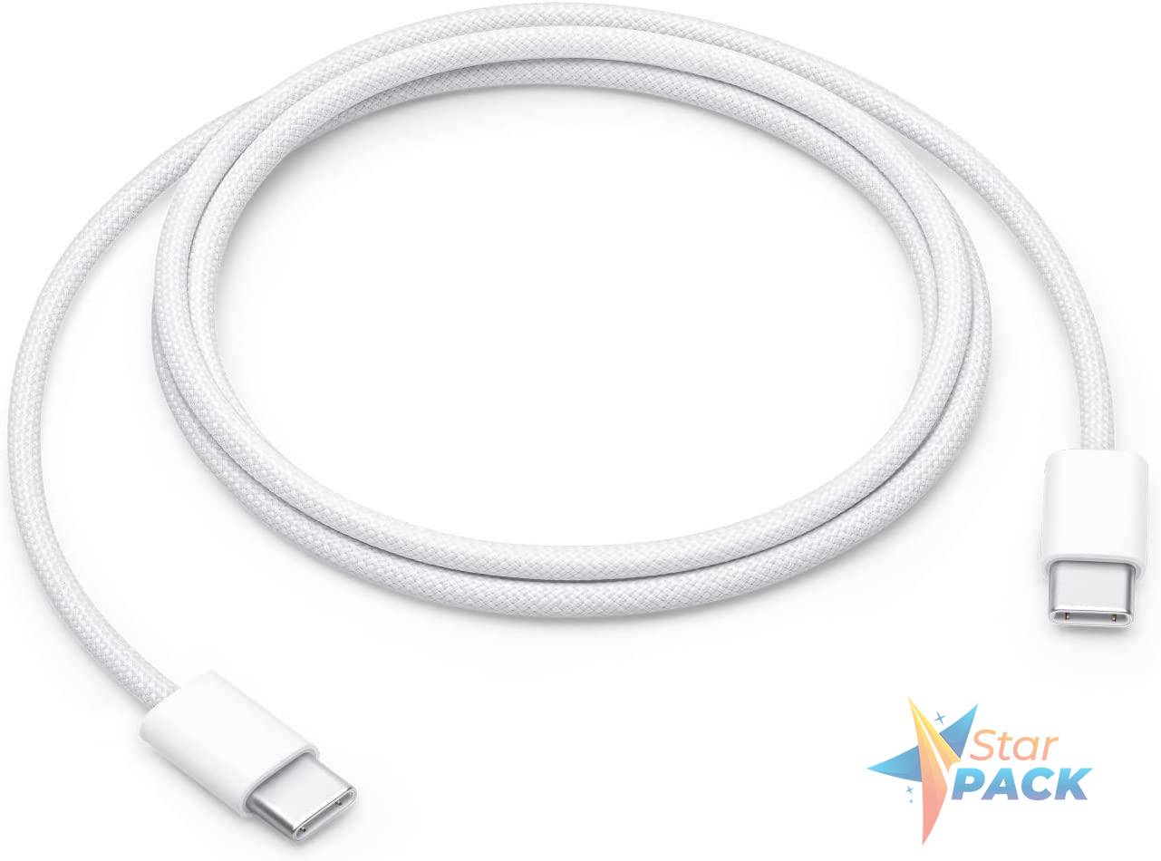 CABLU alimentare si date Apple pt.smartphone  USB Type-C la USB Type-C, braided, lungime 1m, alb