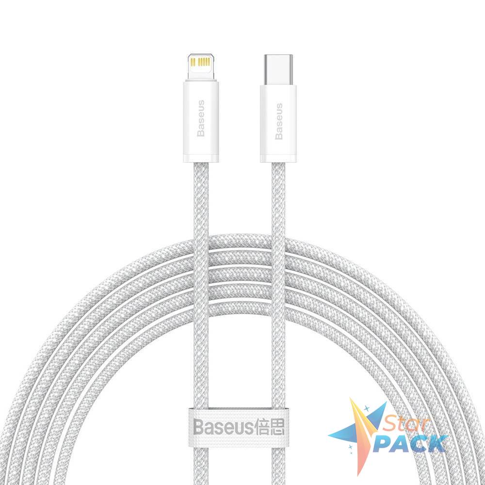 CABLU alimentare si date Baseus Dynamic, Fast Charging Data Cable pt. smartphone, USB Type-C la Lightning Iphone PD 20W, braided, 2m, alb  - 6932172601935