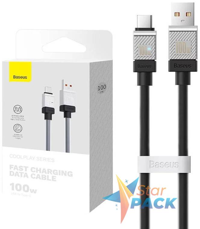 CABLU alimentare si date Baseus, Fast Charging Data Cable pt. smartphone, USB la USB Type-C,  100W, 1m, negru,  - 6932172626808