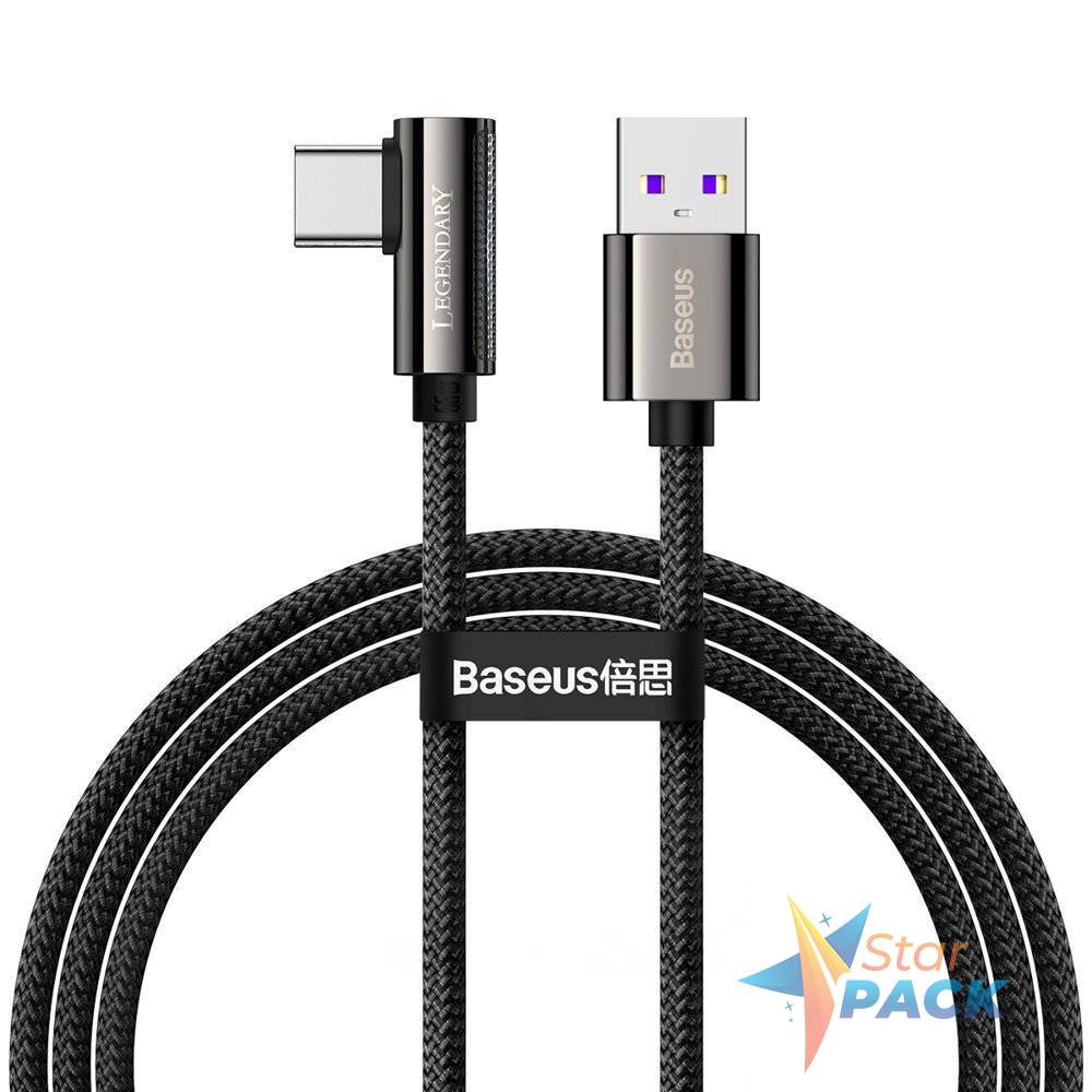 CABLU alimentare si date Baseus Legend Elbow, Fast Charging Data Cable pt. smartphone, USB la USB Type-C 66W, braided, 1m, negru  - 6953156207530