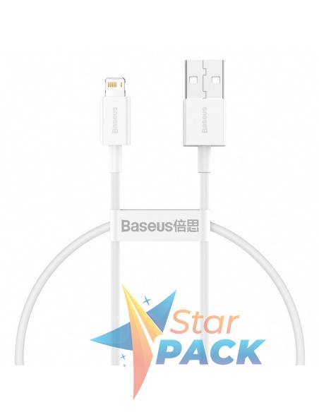 CABLU alimentare si date Baseus Superior, Fast Charging Data Cable pt. smartphone, USB la Lightning Iphone 2.4A, 0.25m, alb  - 6953156205390