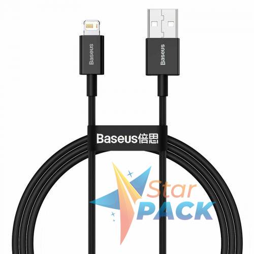 CABLU alimentare si date Baseus Superior, Fast Charging Data Cable pt. smartphone, USB la Lightning Iphone 2.4A, 1m, negru  - 6953156205406