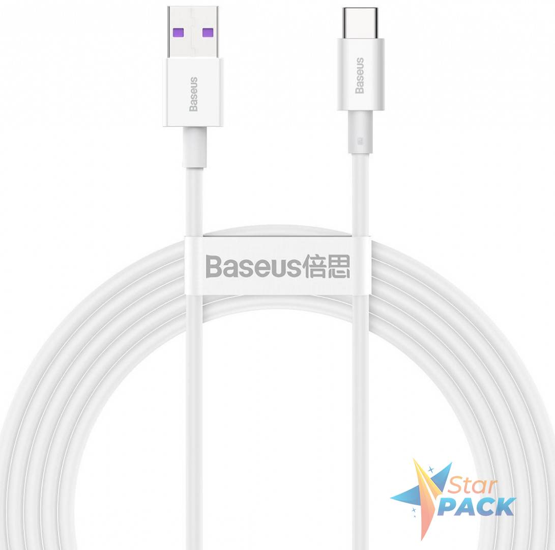 CABLU alimentare si date Baseus Superior, Fast Charging Data Cable pt. smartphone, USB la USB Type-C 66W, 2m, alb  - 6953156205529