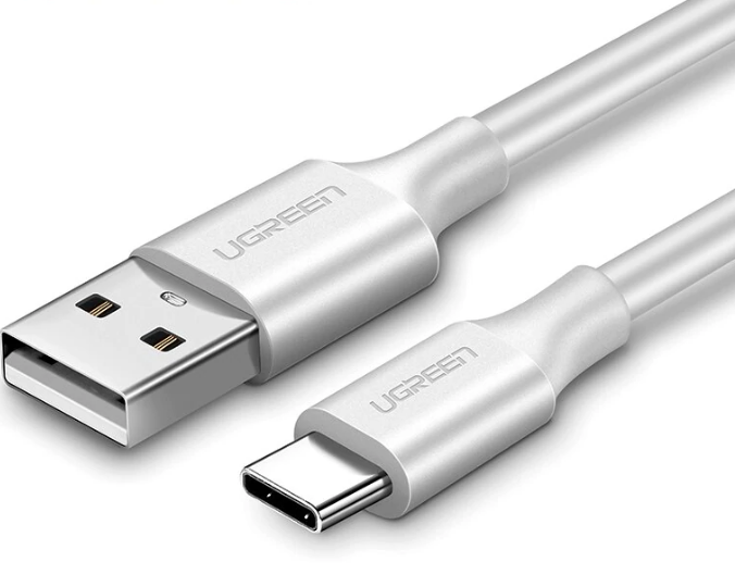 CABLU alimentare si date Ugreen, US287, Fast Charging Data Cable pt. smartphone, USB la USB Type-C 3A, nickel plating, PVC, 0.5m, alb  - 6957303861200