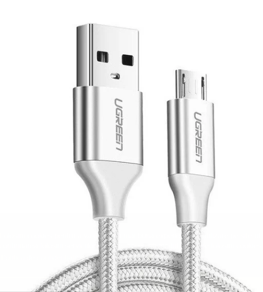 CABLU alimentare si date Ugreen, US290, Fast Charging Data Cable pt. smartphone, USB la Micro-USB, braided, 1.5m, alb  - 6957303861521