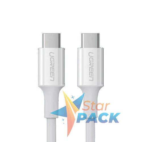 CABLU alimentare si date Ugreen, US300, Fast Charging Data Cable pt. smartphone, USB Type-C la USB Type-C, 5A, 1m, alb  - 6957303865512