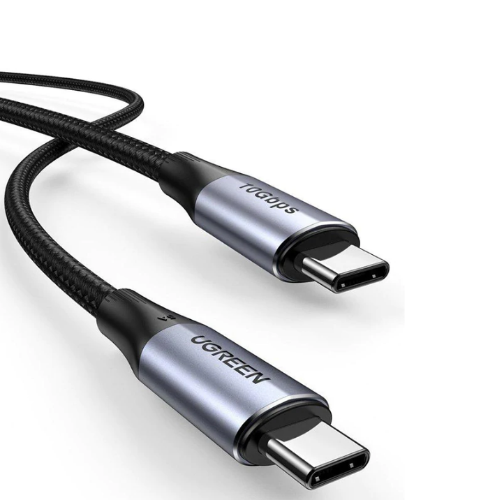 CABLU alimentare si date Ugreen, US355, Fast Charging Data Cable pt. smartphone, USB Type-C la USB Type-C 100W/5A, USB 3.1, 10Gbps, braided, 1m, negru  - 6957303881505