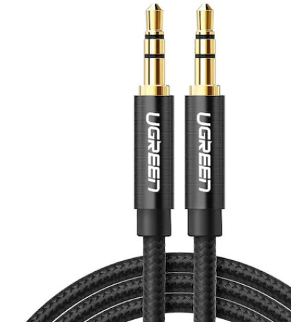 CABLU audio Ugreen, AV112 stereo, 1m, conectori auriti, braided, negru  - 6957303853618