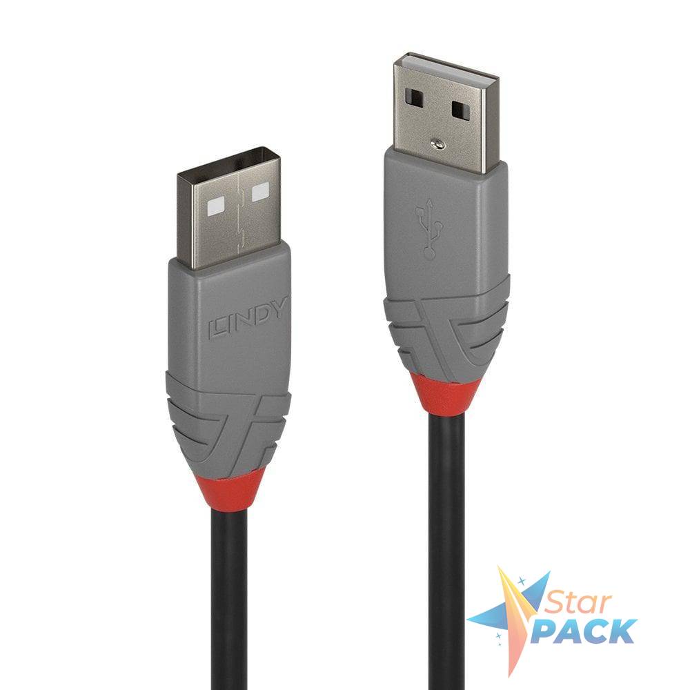 Cablu Lindy 0.5m USB 2.0 Type A, Anthra