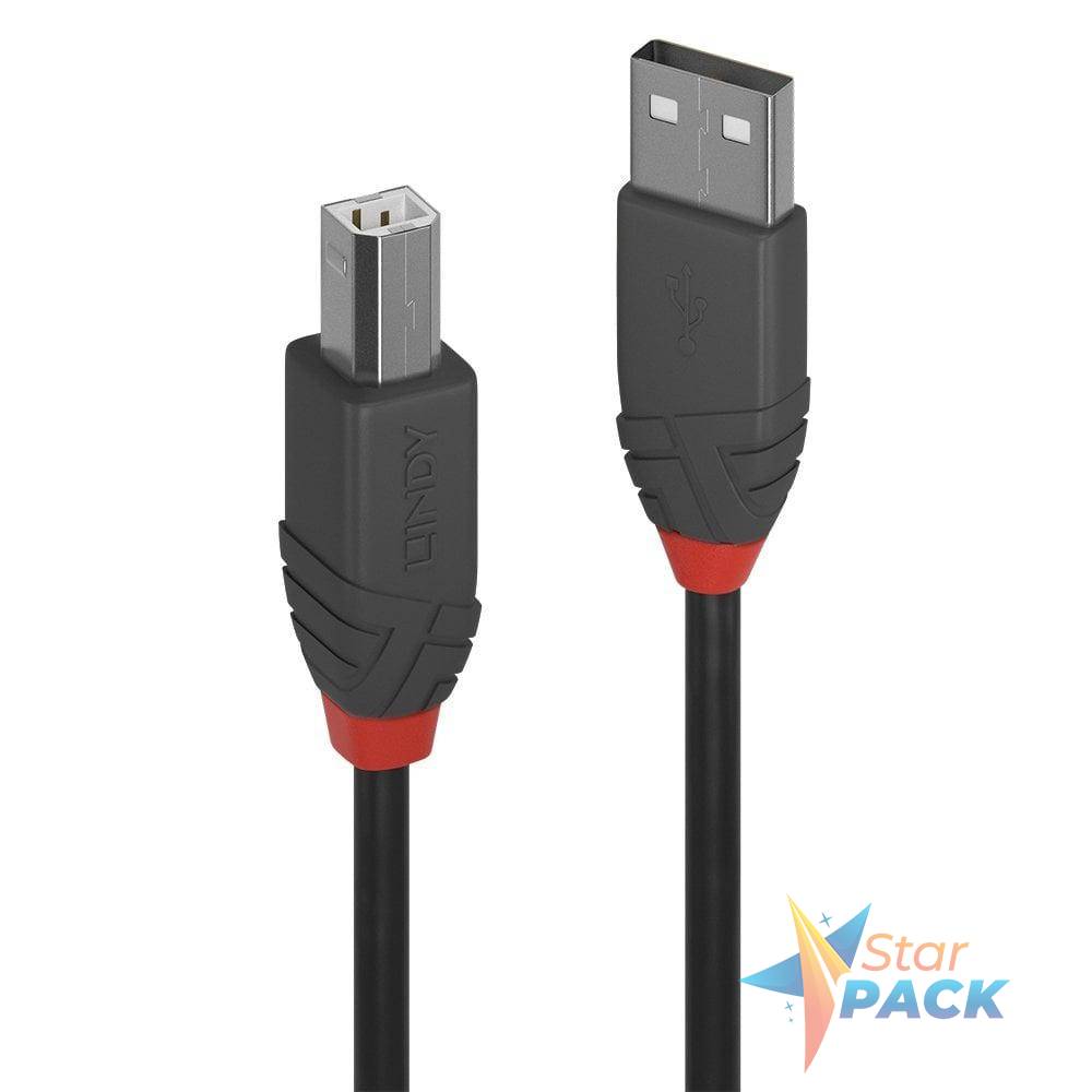 Cablu Lindy 2m USB 2.0 Type A to B Anthr