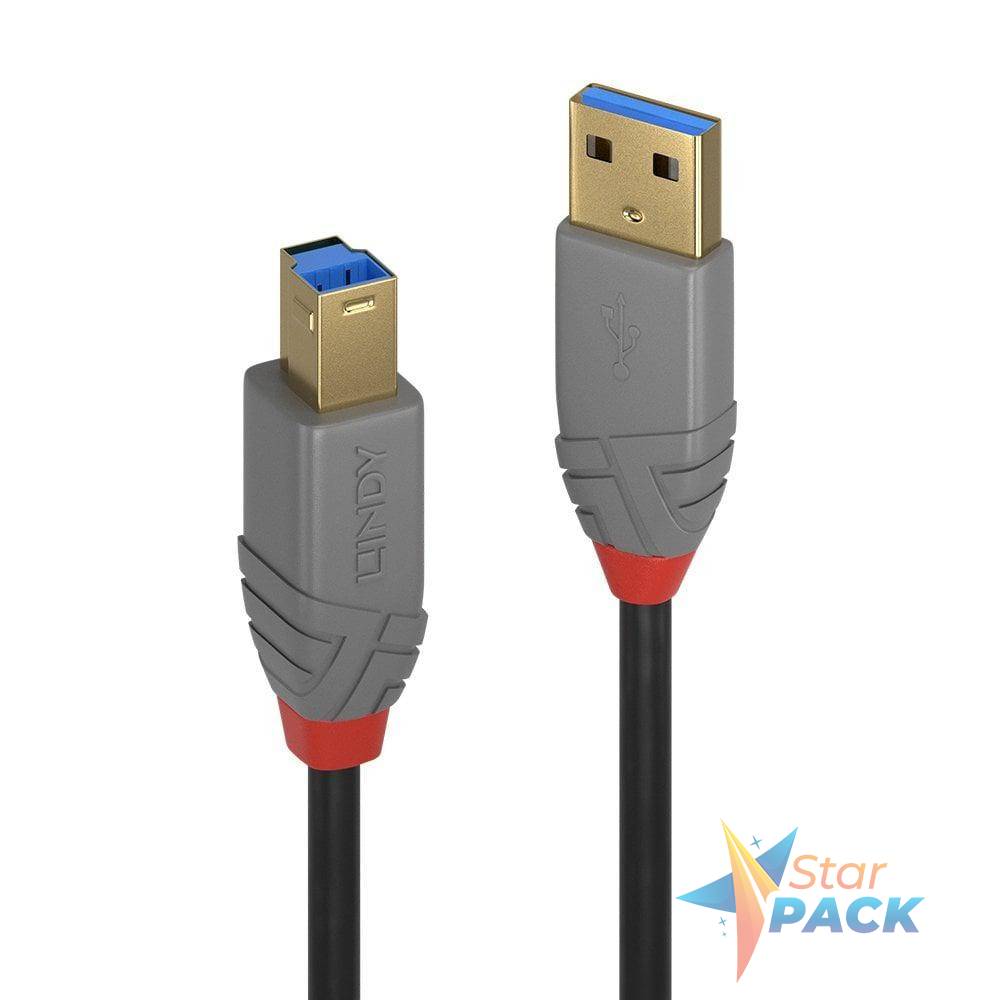 Cablu Lindy 2m USB 3.0 Typ A to B, Anthr