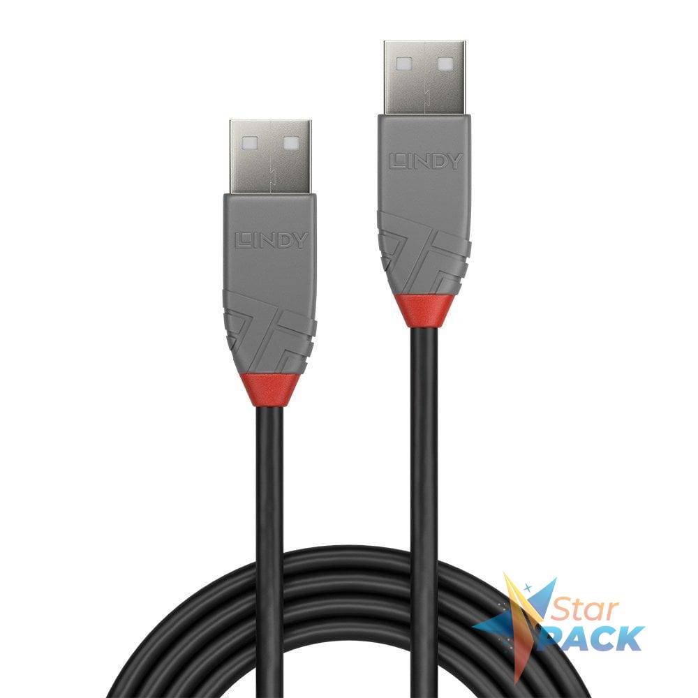 Cablu Lindy 3m USB 2.0 Type A to A, Anth