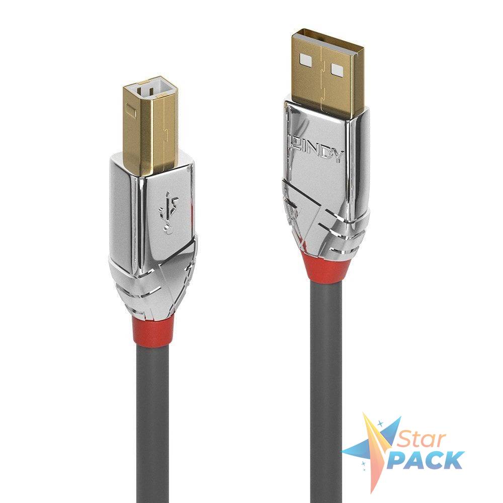 Cablu Lindy 3m USB 2.0 Type A to B Cromo