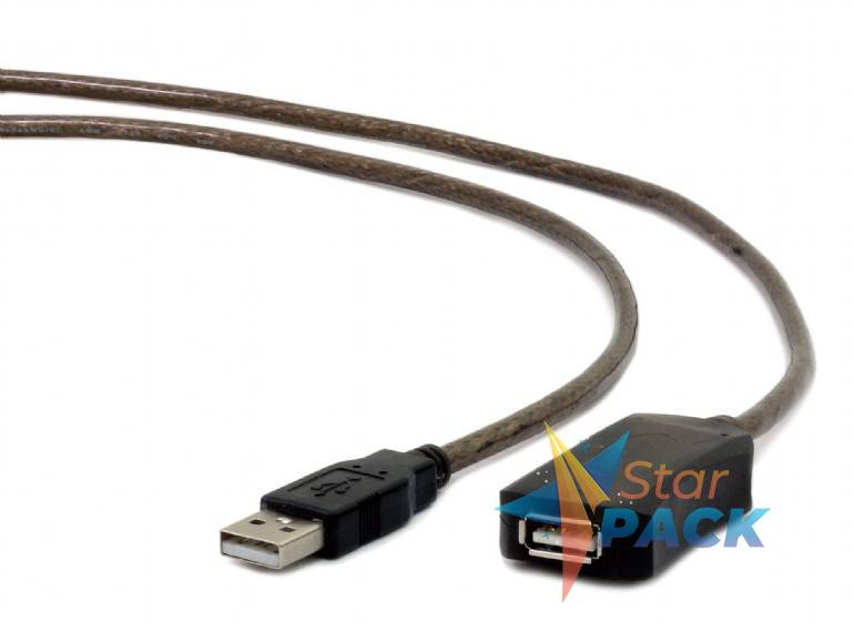 CABLU USB GEMBIRD prelungitor, USB 2.0 la USB 2.0, 10m, activ, black