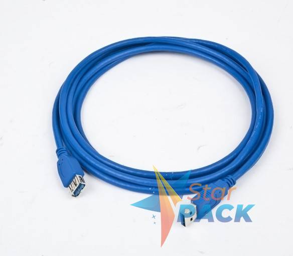 CABLU USB GEMBIRD prelungitor, USB 3.0 la USB 3.0, 1.8m, conectori auriti, albastru