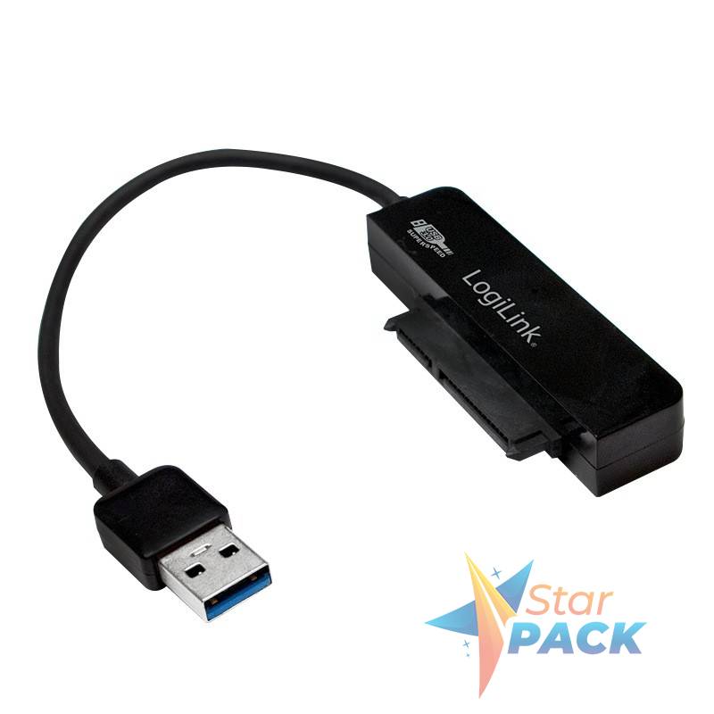 CABLU USB LOGILINK adaptor, USB 3.0 la S-ATA, 6cm, adaptor USB la HDD S-ATA 2.5, negru