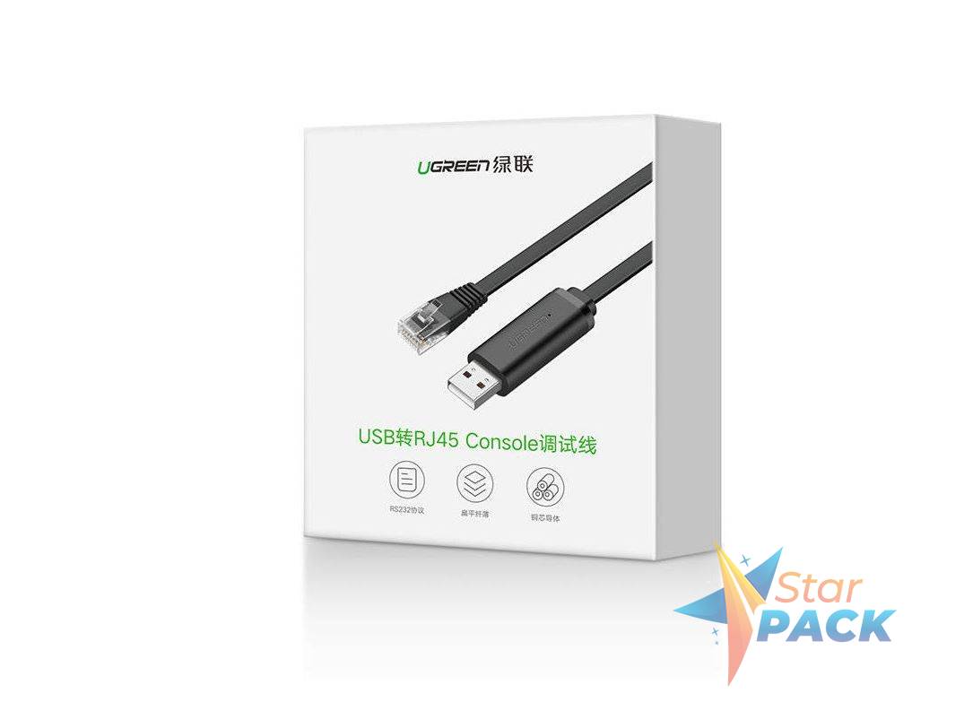 CABLU USB Ugreen adaptor, CM204  cablu consola USB 2.0 la RJ-45, 1.5m, negru,  - 6957303857739