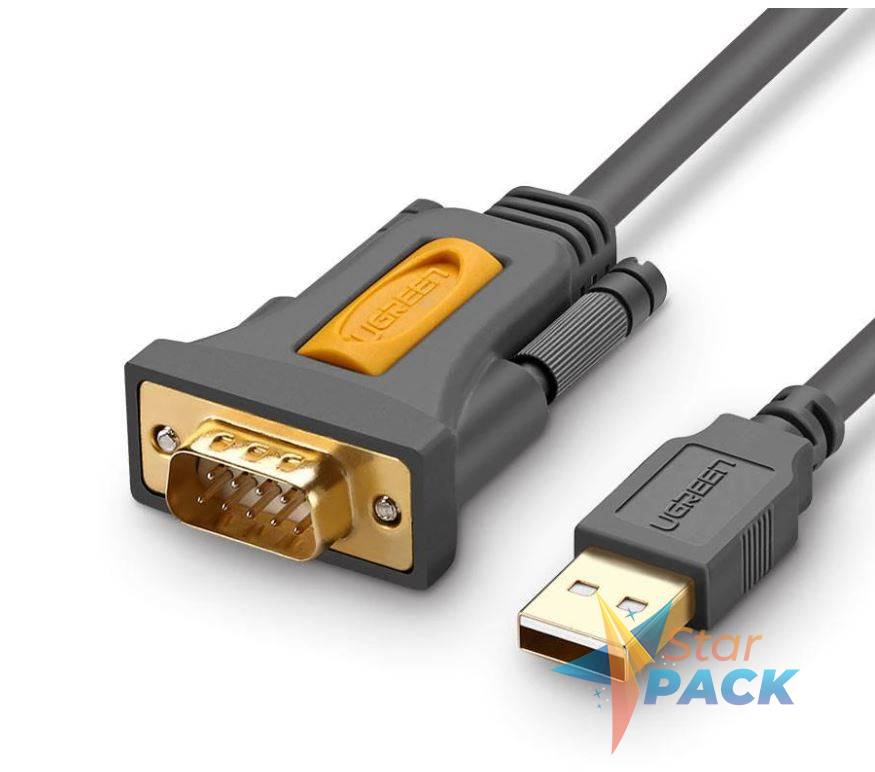CABLU USB Ugreen adaptor, CR104 USB 2.0 la Serial DB9M, 1.5m, negru,  - 6957303822119