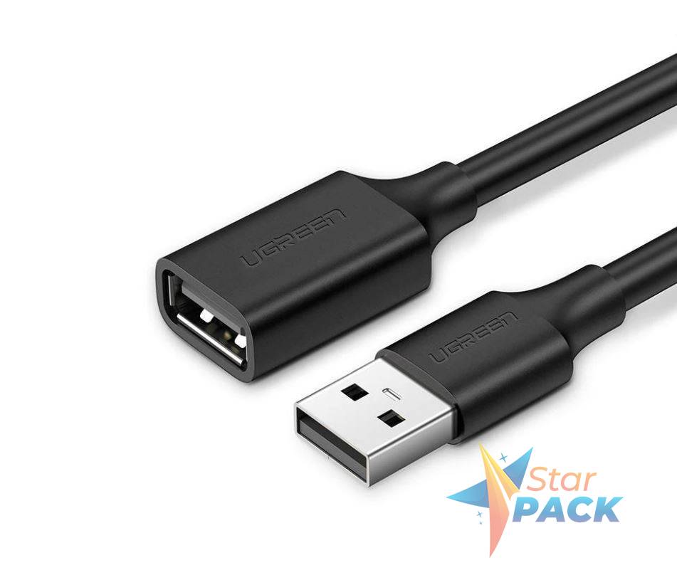 CABLU USB Ugreen prelungitor, US103 USB 2.0 la USB 2.0,  1 m, negru,  - 6957303813148