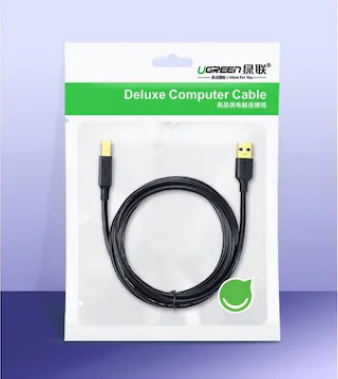 CABLU USB Ugreen pt. imprimanta, US135 USB 2.0 la USB 2.0 Type-B, 1.5m, conectori auriti, negru,  - 6957303813506