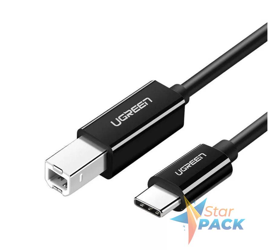 CABLU USB Ugreen pt. imprimanta, US241 USB Type-C la USB 2.0 Type-B, 1m, negru,  - 6957303888115