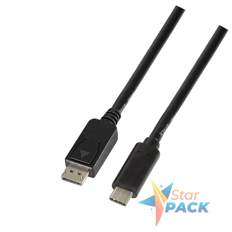 CABLU video LOGILINK, adaptor USB 3.1 Type-C la DisplayPort, 1.8m, rezolutie maxima 4K UHD la 60 Hz, negru