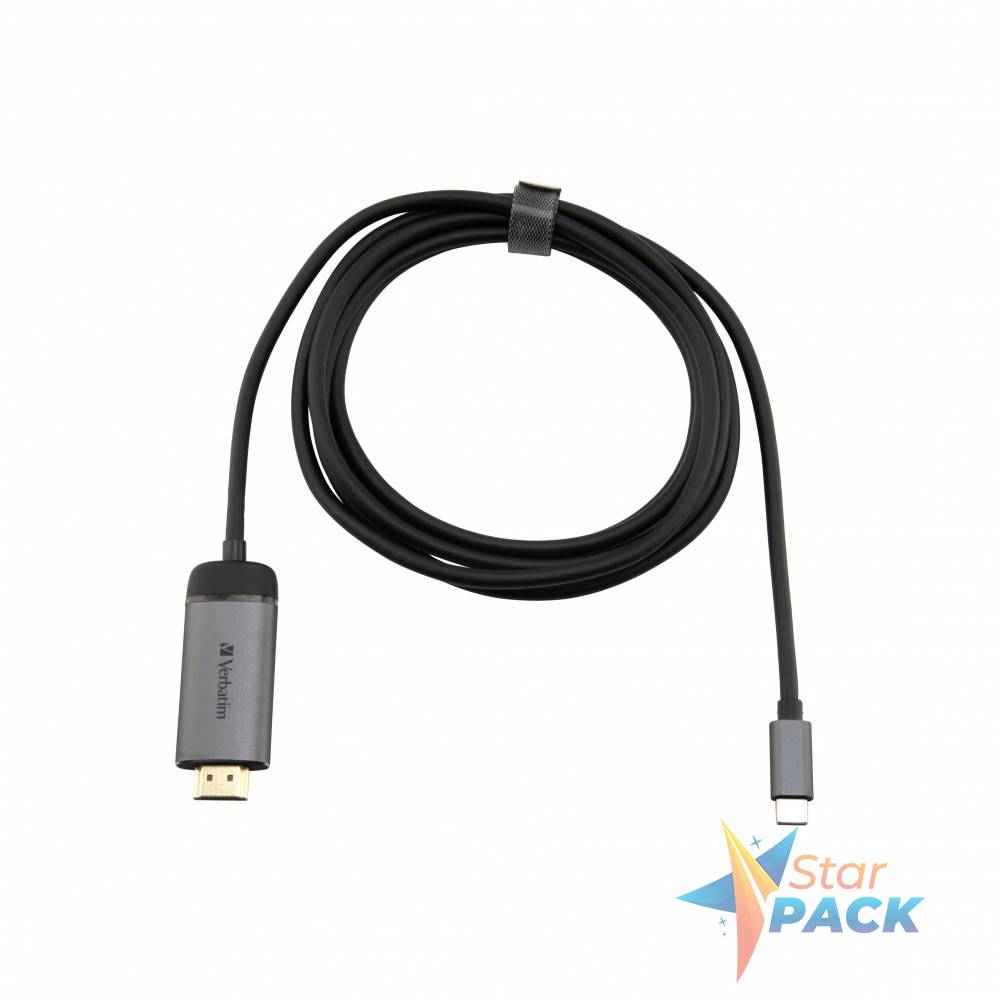 CABLU video VERBATIM, 4K, USB Type C la HDMI, cablu 1.5 m, brushed metal