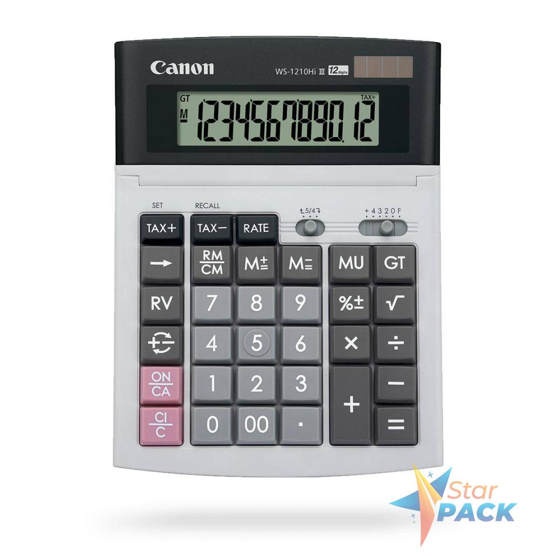 Calculator de birou CANON, WS-1210THB, ecran 12 digiti, alimentare solara si baterie, display LCD, functie business, tax si conversie moneda, GRI