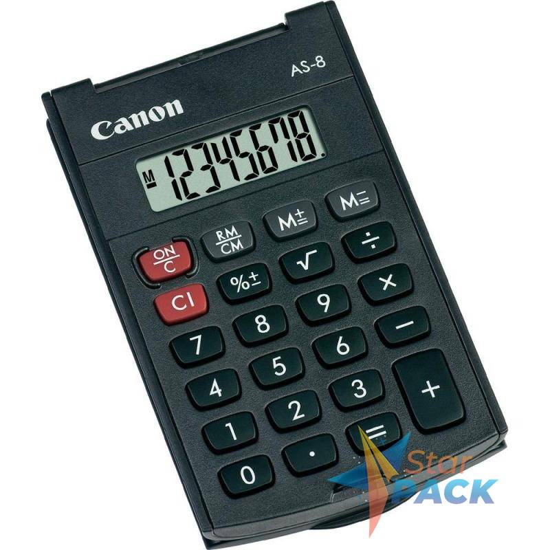 Calculator de birou CANON,AS-8, ecran 8 digiti, alimentare baterie, display LCD, negru